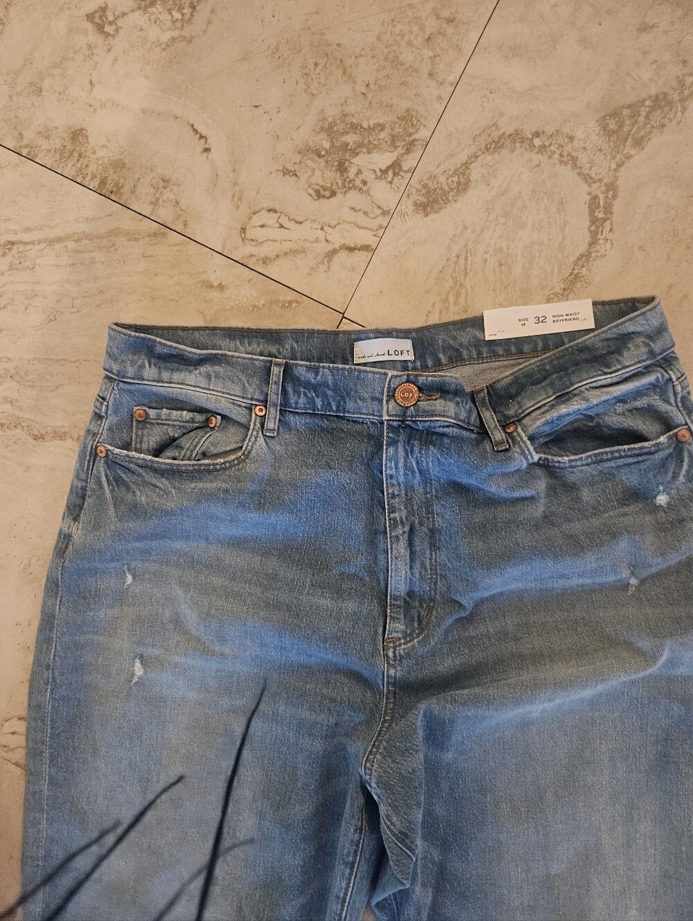 LOFT womens Faded Blue Relaxed Jeans